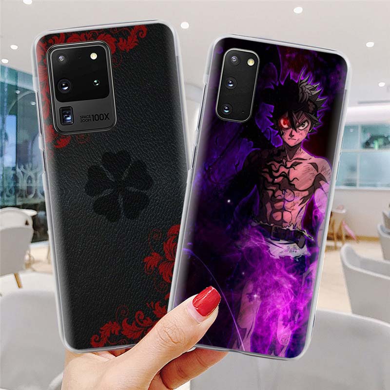 Clear Case for Samsung Galaxy S20 S21 Ultra S10e S10 Lite S8 S9 Plus S10 S20 S21 5G Hard Phone Cover Black Clover Anime Asta