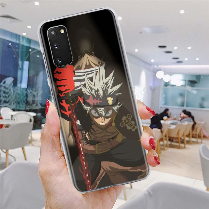 Clear Case for Samsung Galaxy S20 S21 Ultra S10e S10 Lite S8 S9 Plus S10 S20 S21 5G Hard Phone Cover Black Clover Anime Asta