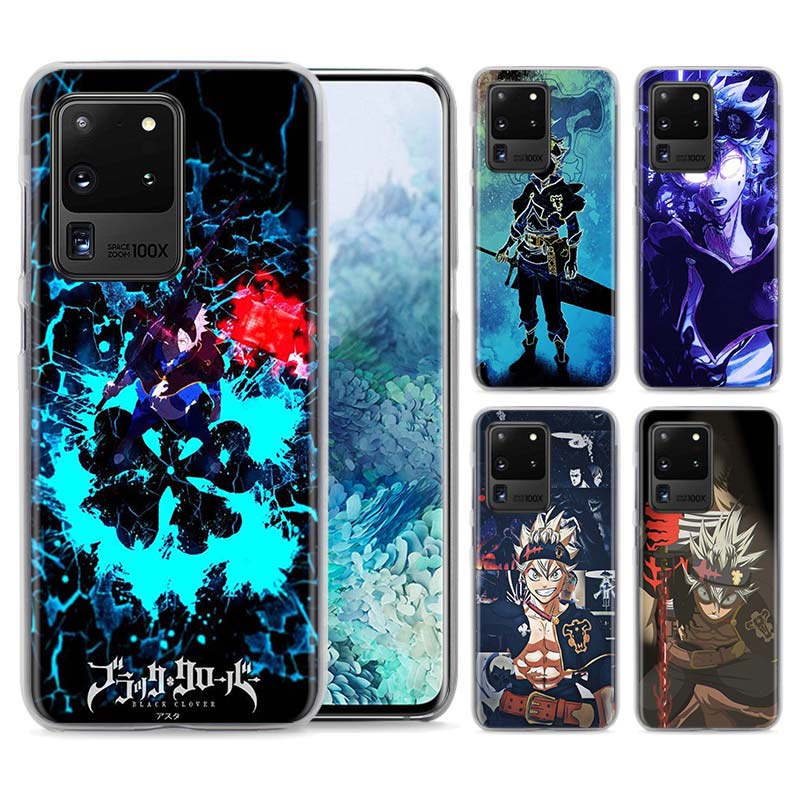 Clear Case for Samsung Galaxy S20 S21 Ultra S10e S10 Lite S8 S9 Plus S10 S20 S21 5G Hard Phone Cover Black Clover Anime Asta