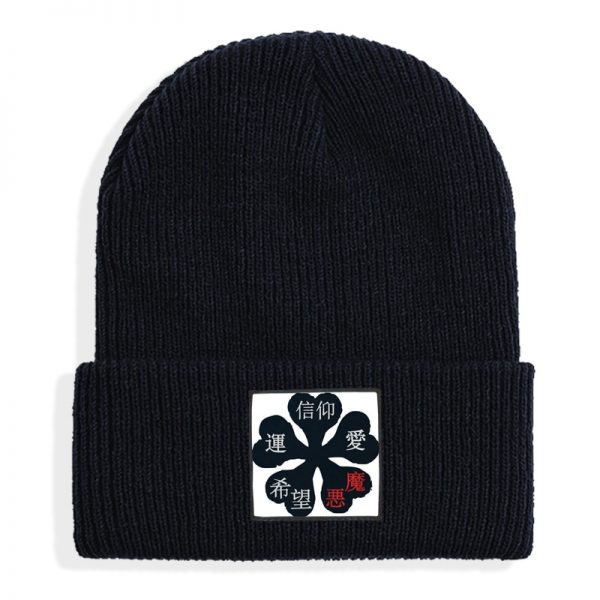 Black Clover print Winter Hats For Women and men New Knitted Beanies Hat Girls boys Autumn - Black Clover Merch Store