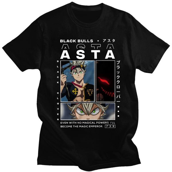 Black Clover Print Men s Women s Asta T Shirt Creativity Vintage All match Loose O - Black Clover Merch Store