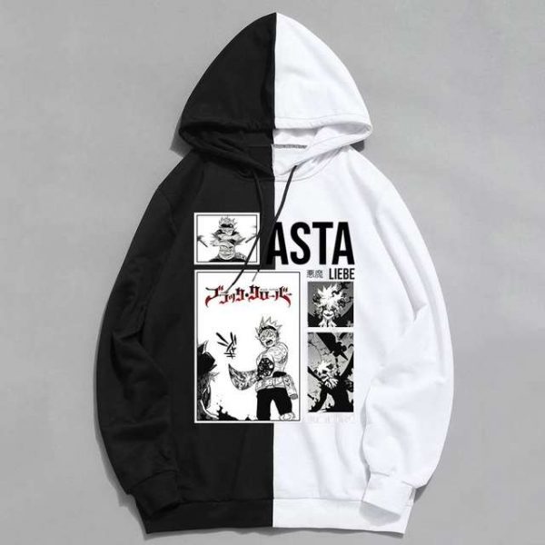 Men s Japanese Anime Black Clover Hoodies Hipster Hip Hop Pullover Patchwork Hoodie Casual Tops - Black Clover Merch Store